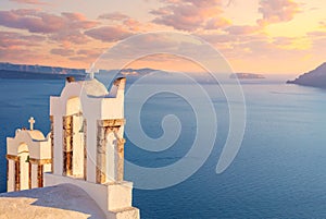 Sundown evening on famous Santorini island resort