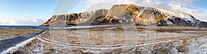 Sundown over Lofoten Islands panorama,