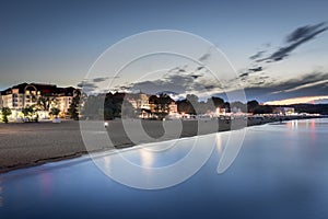 Sundown over Sopot beach in Poland