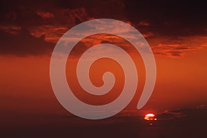 Sundown with red sky