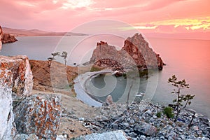 Sundown at Shaman Rock, Lake Baikal, Russia