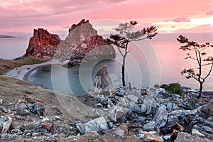 Sundown at Shaman Rock, Lake Baikal, Russia