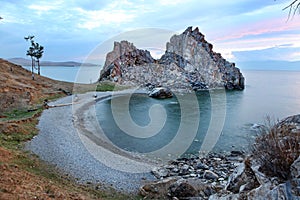 Sundown at Shaman Rock, Lake Baikal, Russia
