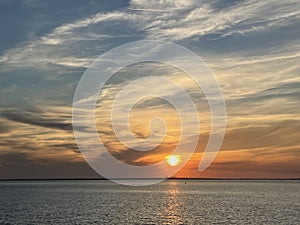 Sundown on the Solent, from the Isle of Wight. photo
