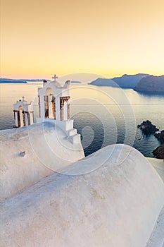 Sundown sunset evening on famous Santorini island resort