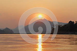 Sunet at the Mekong river near Luang Prabang, Laos.