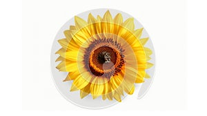 Sunflower background. Close Up of sunflower flowers isolated on white background. Generative AI