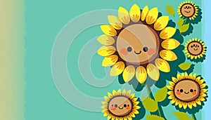 Sunflower background with space for text. AI Generated