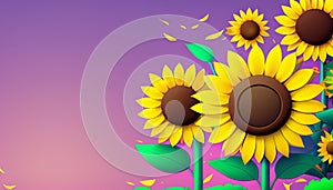 Sunflower background with space for text. AI Generated