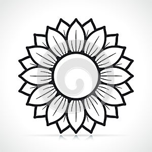 Sunflower black and white illustration