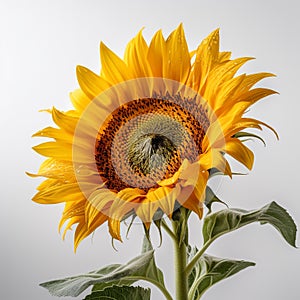 sunflower bloom on white background