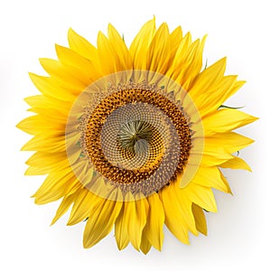 sunflower bloom on white background