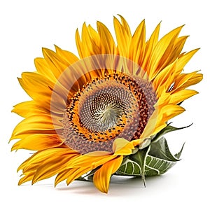 sunflower bloom on white background