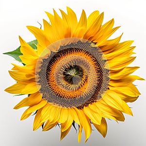 sunflower bloom on white background