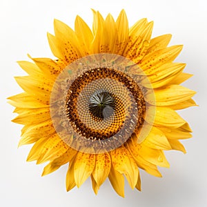 sunflower bloom on white background