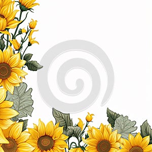 Sunflower border for a website or blog