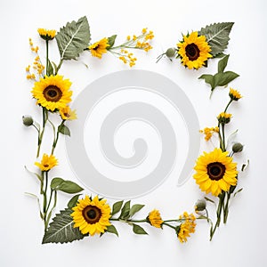 Sunflower border wedding invitations