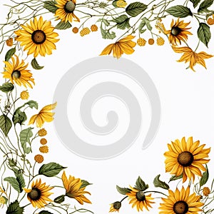 Sunflower Border on White Creative Whimsy