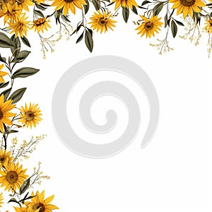 Sunflower Border on White Open Creativity