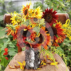 Sunflower bouquet retro