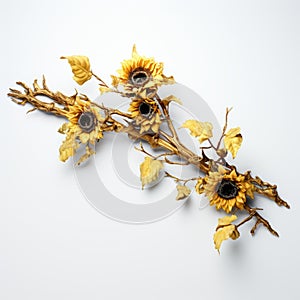 Sunflower Branch: A Golden And Bronze Masterpiece Inspired By Kanye West And Renaissance