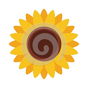 Sunflower cute icon in flat style on white background. Vector Illustration