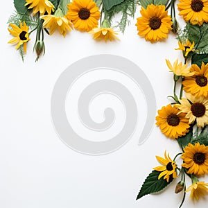 Sunflower Edges on White Tranquil Blooms