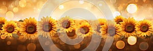 Sunflower Field With A Blurred Golden Hour Ambiance Banner Background
