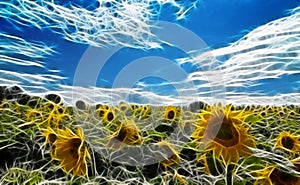 Sunflower Field Illustration