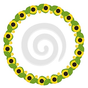 sunflower flower art drawn round frame