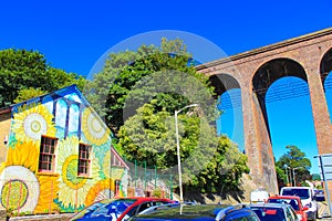 Sunflower house and Foord Valley Viaduct Folkestone UK