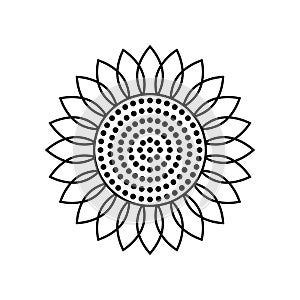 Sunflower icon. Vector illustration. Simple style. Black element on white background. Great for the design of banners