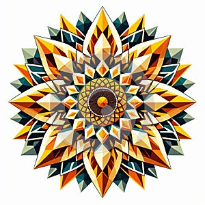 Sunflower illustrations composed of geometric petals and centers photo
