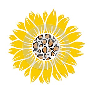 Sunflower leopard print vector illustration for chirt