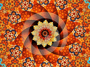 Sunflower mandala with pattern abstract background