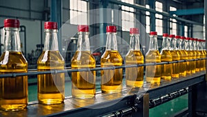 sunflower oil bottles conveyor