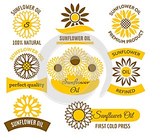 Sunflower oil logo set photo