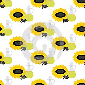 Sunflower oil seamless pattern