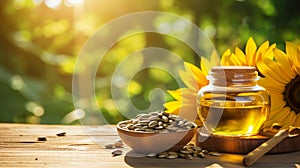 Sunflower oil in a small glass jar