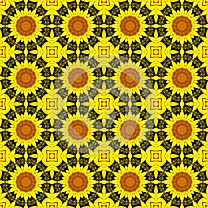 Sunflower pattern background sun flower. kalamkari boohoo