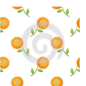 Sunflower seamless pattern with nature theme