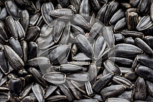 Sunflower seeds lying in a plate can serve as a background_