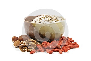 Sunflower seeds with nuts and goji berries