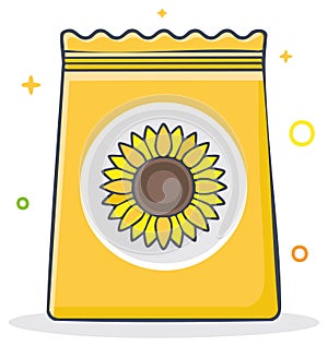 Sunflower Seeds Pack Illustration in Yellow Bag Packaging