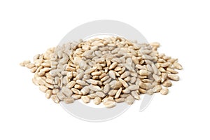 Sunflower seeds on white photo