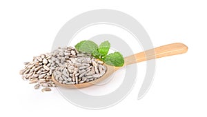 Sunflower seeds on white background