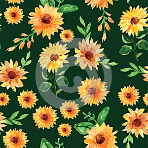 Sunflower Trendy Seamless Floral Pattern In Vector spring summer