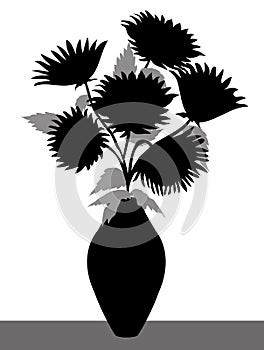 SunFlower Vase Silhouette - vector photo