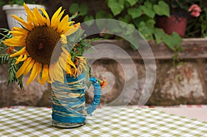 Sunflower in Vase on Table