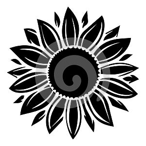 Sunflower vector illustration in black color